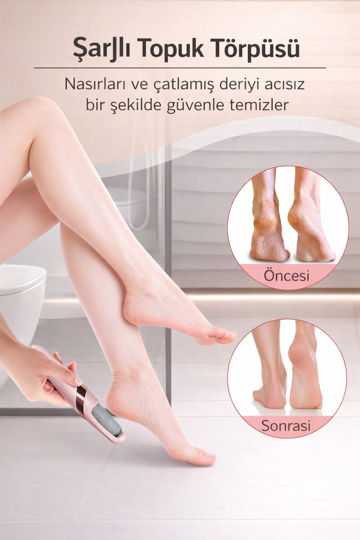 Blushcare tr™ USB Şarjlı Ayak Bakım Seti. Topuk ve Nasır Temizleyici
