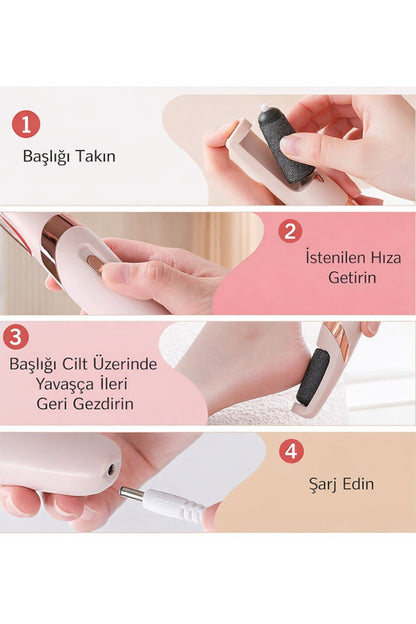Blushcare tr™ USB Şarjlı Ayak Bakım Seti. Topuk ve Nasır Temizleyici