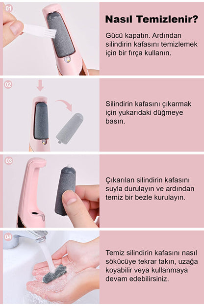 Blushcare tr™ USB Şarjlı Ayak Bakım Seti. Topuk ve Nasır Temizleyici