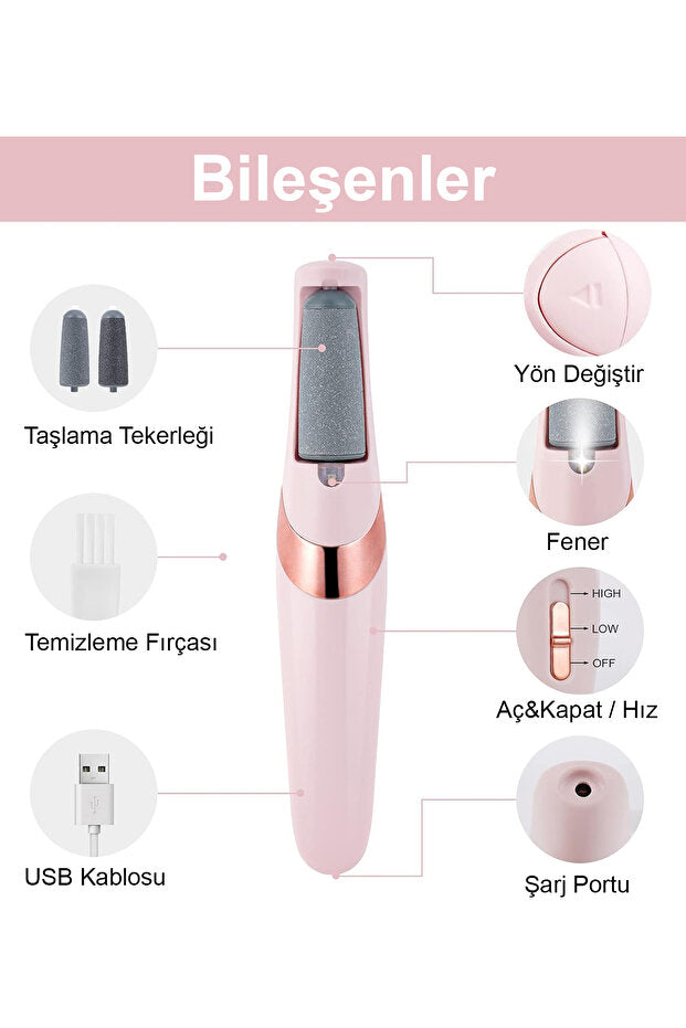 Blushcare tr™ USB Şarjlı Ayak Bakım Seti. Topuk ve Nasır Temizleyici